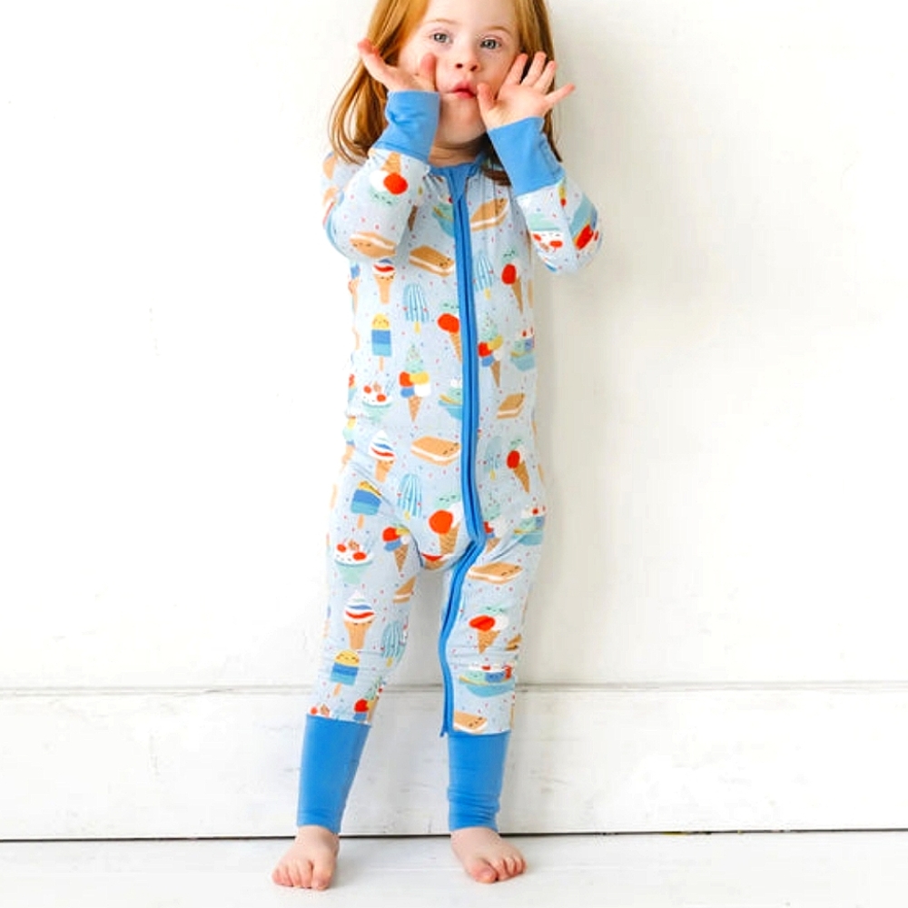 Little Sleepies Blue Ice Cream Social Zippy 18-24M NEW NWT
